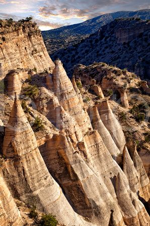 Tent Rock Structures, Or Kasha-Katuwe, Formed Of Ash And Pumice From Ancient Volcanic Eruptions Are Shown In This Commercial Landscape Photograph By Brian Buckner Photography, Shreveport, Louisiana.