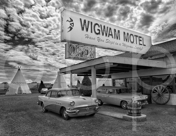 The Wigwam Motel In Holbrook, Arizona Is striking In This Black And White, Commercial Architectural Photograph By Brian Buckner Photography, Shreveport, Louisiana.