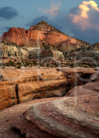 Pyramid Rock Rises As the Highest Peak In the Red Rock Park Area While The Morning Sun Paints the Rocks With Orange, Yellow, and Red Light inThis Commercial Landscape Photograph By Brian Buckner Photo