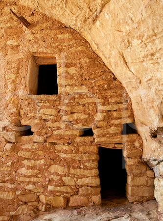This adobe wall built to provide an alcove at Long House has exquisite chinking and stone work at Mesa Verde National Park In This Commercial Landscape Photograph By Brian Buckner Photography.